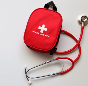 First aid kit used by many hospitals.