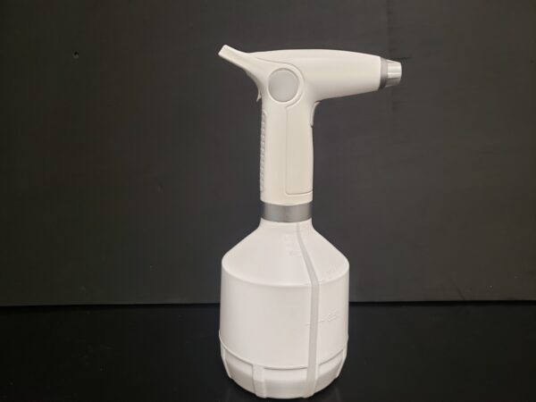 White spray bottle for disinfection purposes.