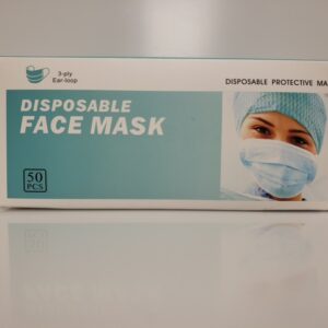 Box of disposable face masks.